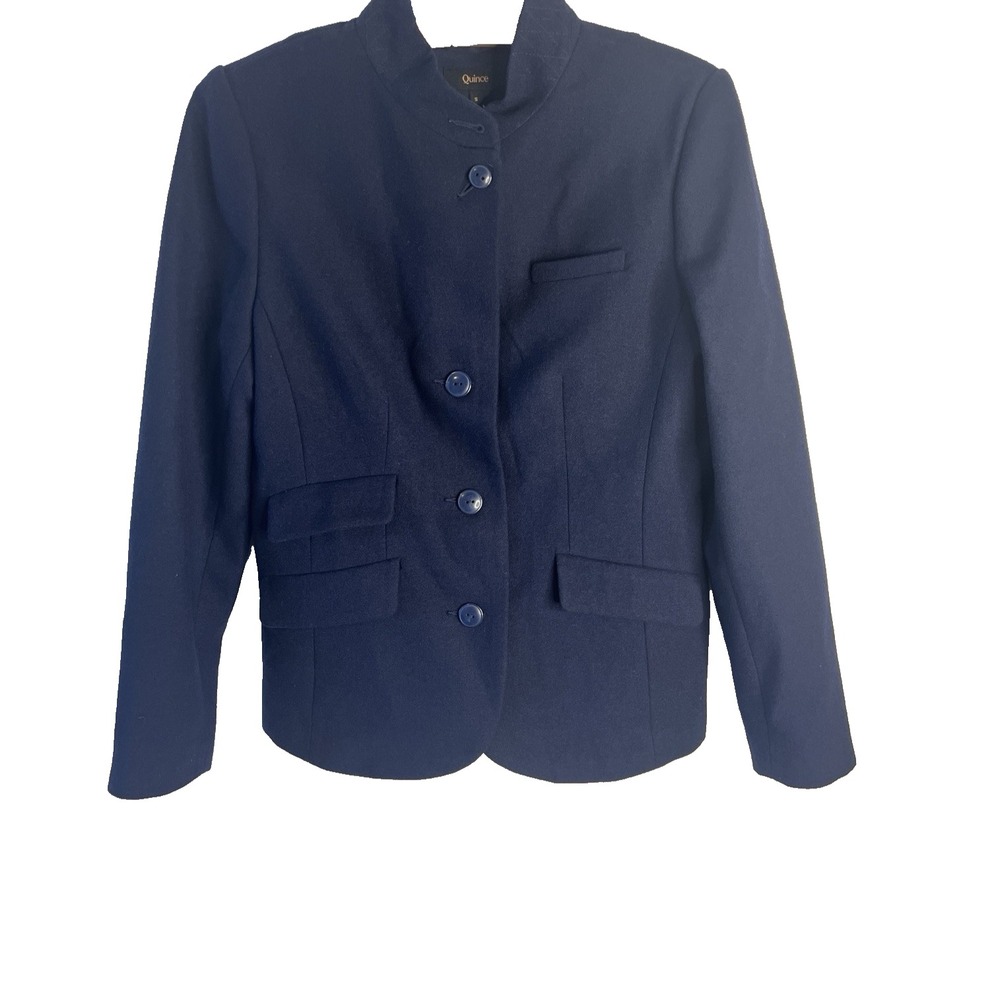Quince Navy Blue Classy Preppy Blazer Women S NWT Old Money Business Wool Blend